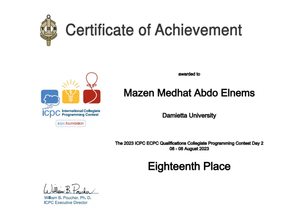 ICPC Programming Contest Certificate